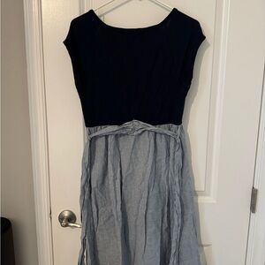 Maternal America Navy and Blue/White Striped Maternity Dress